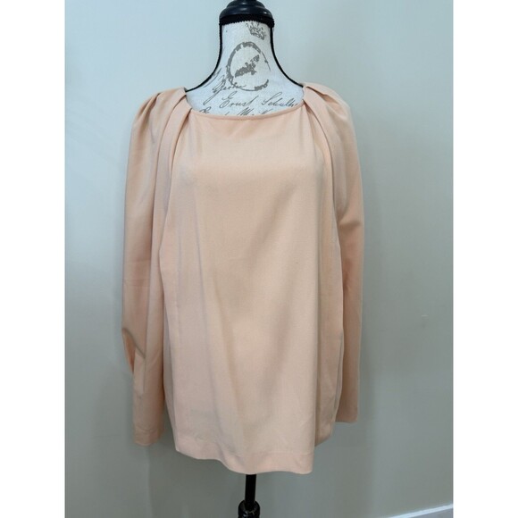 NWT Class Roberto Cavalli Women's Coral Blouse Top Sz 14 Elegant Pleated Sleeve - Picture 1 of 10